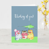 Denken Sie an drei Niedliche Katzen Karte (Gelbe Blume)