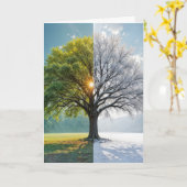 Denken Sie an Eichenbaum in zwei Jahreszeiten Karte (Gelbe Blume)