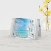 Denken Sie an ein Fenster mit weißem Leuchtturm Karte (Gelbe Blume)