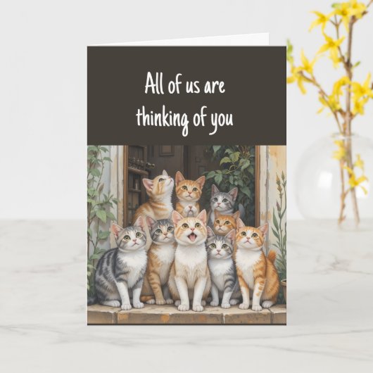 Denken Sie an eine Gruppe von Katzen Karte (Gelbe Blume)