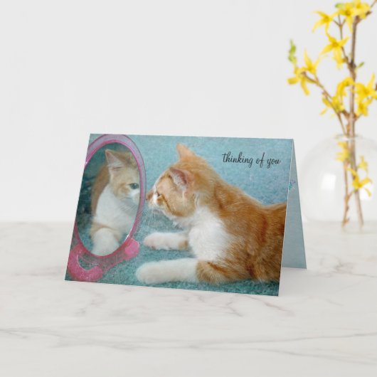 Denken Sie an eine Katze, die im Spiegel aussieht Karte (Gelbe Blume)