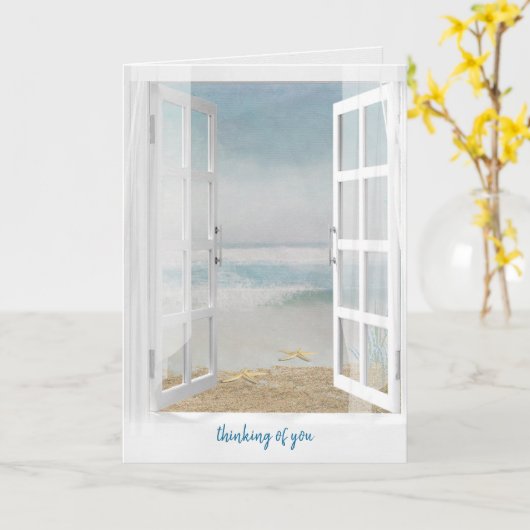 Denken Sie an Fenster mit Meeresblick Karte (Gelbe Blume)