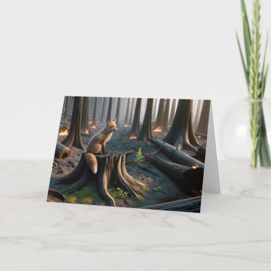 Denken Sie an Fox in gebranntem Wald Karte (Vorderseite)