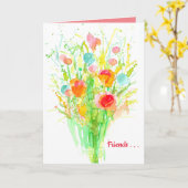 Denken Sie an Freunde Wildblume Bouquet Karte (Gelbe Blume)
