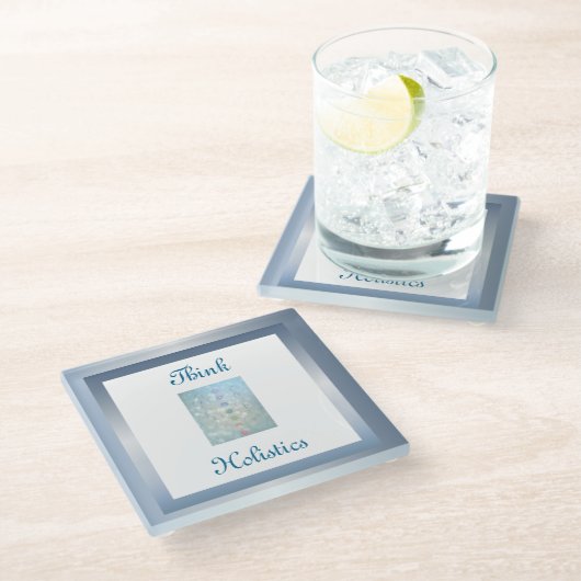 Denken Sie an ganzheitliches Design Glasuntersetzer (Schrägansicht)