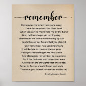 Denken Sie an Gedicht Vintage Poster (Vorne)