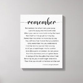 Denken Sie an Gedicht von Christina Georgina Rosse Leinwanddruck