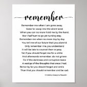 Denken Sie an Gedicht von Christina Georgina Rosse Poster (Vorne)