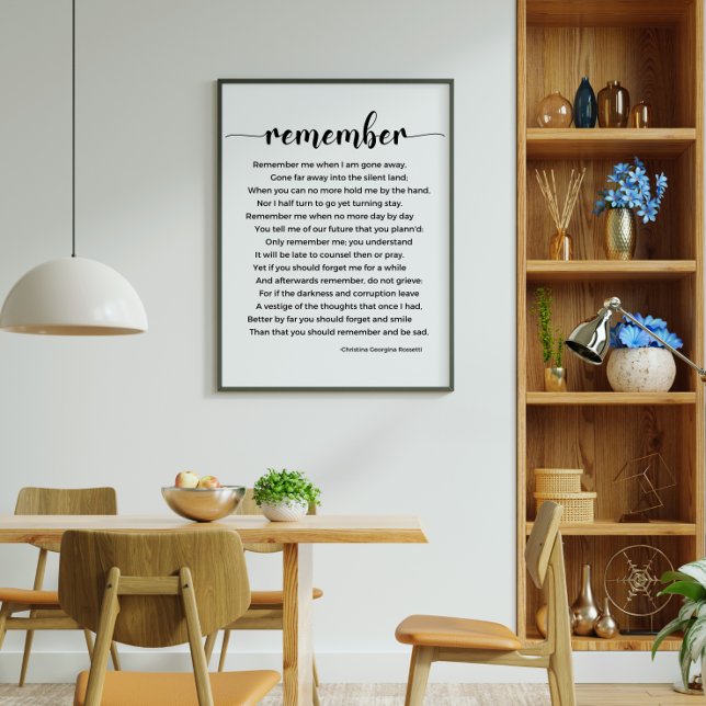 Denken Sie an Gedicht von Christina Georgina Rosse Poster