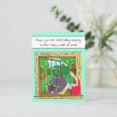 Denken Sie an Handgezeichneter Cartoon Lady Zeichn Postkarte (Stehend Vorderseite)