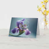 Denken Sie an Hummingbird in einer Iris Karte (Gelbe Blume)