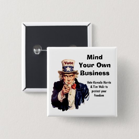 Denken Sie an Ihr eigenes Unternehmen Harris Walz Button (Vorne & Hinten)