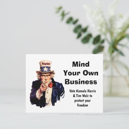 Denken Sie an Ihr eigenes Unternehmen Harris Walz Postkarte (Stehend Vorderseite)