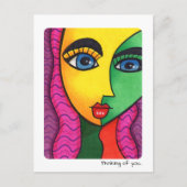 Denken Sie an Ihr farbenfrohes Abstraktes Mädchen- Postkarte (Vorderseite)