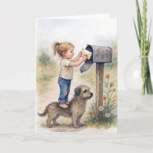 Denken Sie an Ihr kleines Mädchen, das einen Brief Karte