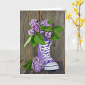 Denken Sie an Ihr lila Bouquet Karte (Gelbe Blume)