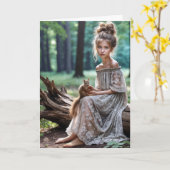 Denken Sie an Ihr Mädchen mit Eichhörnchen Karte (Gelbe Blume)