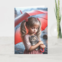 Denken Sie an Ihr Mädchen mit Kätzchen Karte