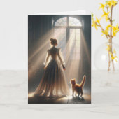 Denken Sie an Ihr Mädchen mit Kätzchen Karte (Gelbe Blume)