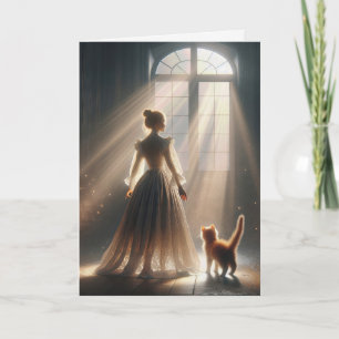 Denken Sie an Ihr Mädchen mit Kätzchen Karte