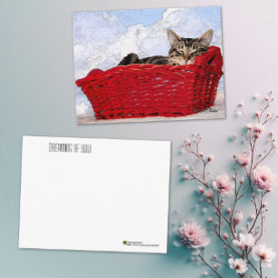Denken Sie an Ihr Niedliches Schlafen Kitten Red B Postkarte
