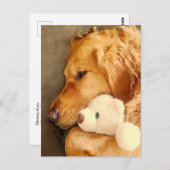 Denken Sie an Ihr Niedliches trauriges Golden Retr Postkarte (Vorne/Hinten)
