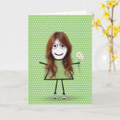 Denken Sie an Ihr Strichfigur-Mädchen mit den Dais Karte (Gelbe Blume)