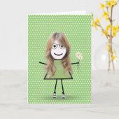 Denken Sie an Ihr Strichfigur-Mädchen mit den Dais Karte (Gelbe Blume)