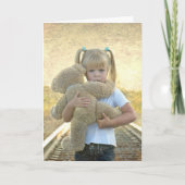 Denken Sie an Ihr trauriges Mädchen mit Teddybär Karte (Vorderseite)