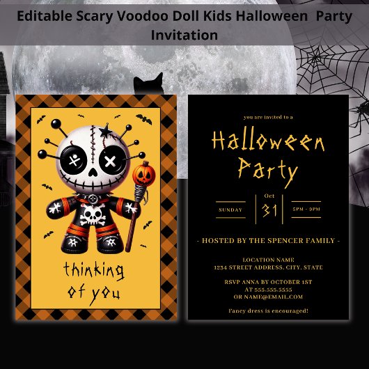 Denken Sie an Ihr Voodoo Doll Halloween-Party Einladung