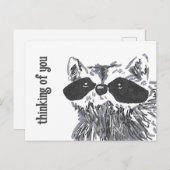 Denken Sie an Ihr Woodland Niedlich Raccoon Postkarte (Vorne/Hinten)
