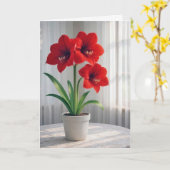 Denken Sie an Ihre blühende rote Amaryllis Karte (Gelbe Blume)