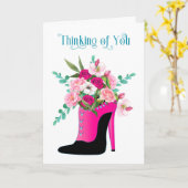 Denken Sie an Ihre Blume in High Heel Shoe Karte (Gelbe Blume)