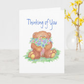 Denken Sie an Ihre Blume & Teddy Bären Karte (Gelbe Blume)