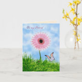 Denken Sie an Ihre Friend Card mit rosa gerbera un Karte (Gelbe Blume)