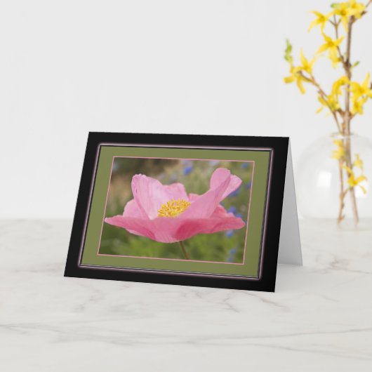 Denken Sie an Ihre Gerahmte rosa Mohnfoto-Vorlage Karte (Gelbe Blume)
