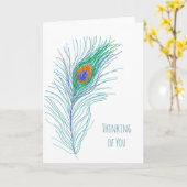 Denken Sie an Ihre handgezeichnete Pfauenfeder Karte (Gelbe Blume)