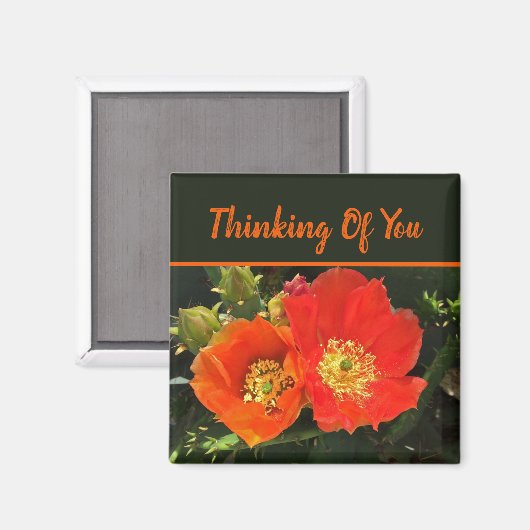 Denken Sie an Ihre helle Rot-Kaktus-Foto-Blume Magnet (Vorderseite/Rückseite)