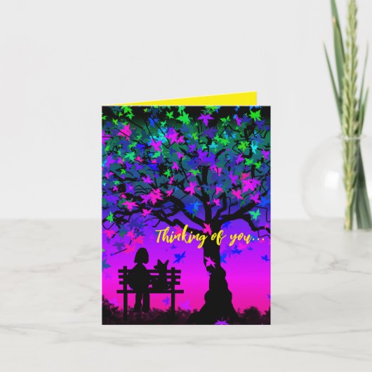 Denken Sie an Ihre Karte Sonnenuntergang mit Hund (Vorderseite)