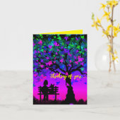 Denken Sie an Ihre Karte Sonnenuntergang mit Hund (Gelbe Blume)