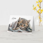 Denken Sie an Ihre Katze in Blanket Karte (Gelbe Blume)