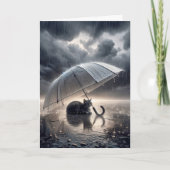 Denken Sie an Ihre Katze unter dem Schirm Karte (Vorderseite)