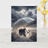 Denken Sie an Ihre Katze unter dem Schirm Karte (Gelbe Blume)