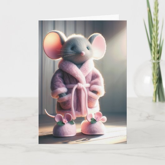 Denken Sie an Ihre Maus in einem rosa Gewand Karte (Vorderseite)