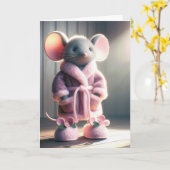 Denken Sie an Ihre Maus in einem rosa Gewand Karte (Gelbe Blume)