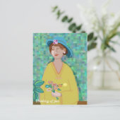 Denken Sie an Ihre Moderne Kunst Frau in einem gel Postkarte (Stehend Vorderseite)
