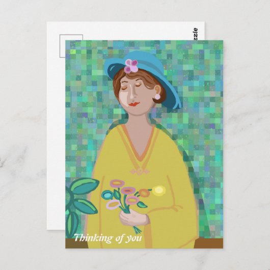 Denken Sie an Ihre Moderne Kunst Frau in einem gel Postkarte (Vorne/Hinten)