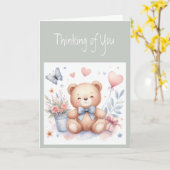 Denken Sie an Ihre Niedliche Teddy-Bären-Liebe Karte (Gelbe Blume)