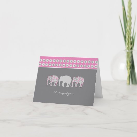 Denken Sie an Ihre Note Card - Blumenlephanten (Vorderseite)