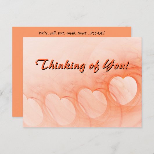 Denken Sie an Ihre Orange Linie Herz Abstrakt Postkarte (Vorne/Hinten)